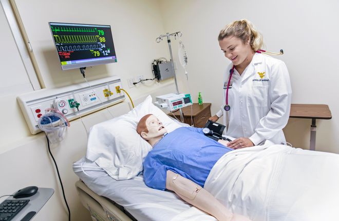 WVU School of Nursing students on the Potomac State College, Keyser campus, follow the same progression plan, student handbook, curriculum, policies, procedures, and experience real-life learning in a simulated environment as students on the other WVU Sch