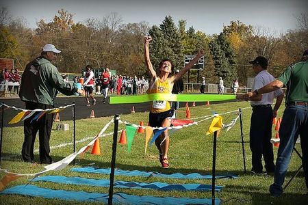 Catamount harrier Jared Hallow crosses the finish line at the 2015 Region XX Championships, clinching the Men's Individual Championship leading his team into the National Championship Meet.