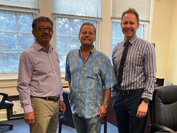 Pictured with Prendergast (center) is Engineering Professor Mohammad Saifi (left) and Dean of Student Experience Lucas Taylor.  Mike can be reached at michapre1@gmail.com from any old classmates/friends.  