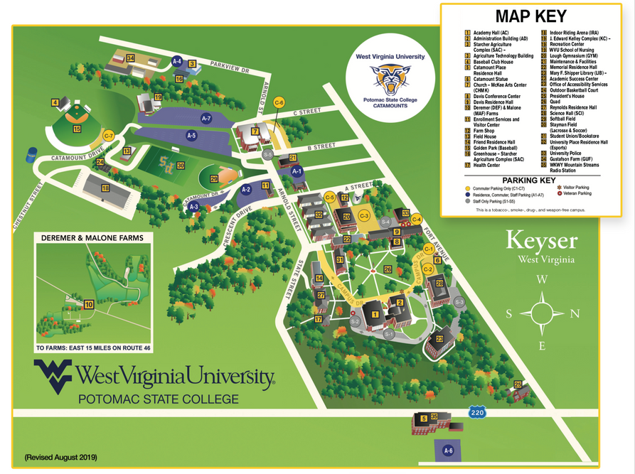 WVU Potomac State College Campus Map 