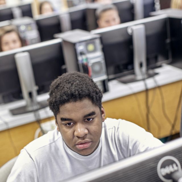 A computer science student using their computer at WVU Potomac State College.