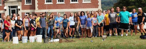 Approximately 40 students volunteered to help plant trees on campus this semester. Grant Administrator William Letrent wrote and won a Carla Hardy WV Project CommuniTree grant from Cacapon Institute to plant 24 trees around the Administration Building, th